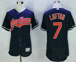 Men's Cleveland Indians #7 Kenny Lofton Navy Blue 2016 Flexbase Baseball Jersey