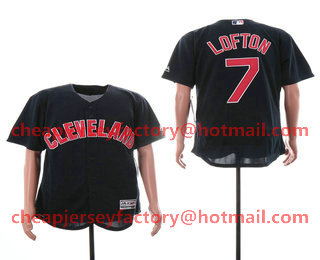 Men's Cleveland Indians #7 Kenny Lofton Navy Blue Stitched MLB Flex Base Jersey