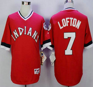 Men's Cleveland Indians #7 Kenny Lofton Red 1978 Turn Back The Clock Jersey
