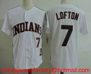 Men's Cleveland Indians #7 Kenny Lofton White Home Stitched MLB Cool Base Cooperstown Collection Jersey