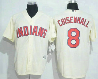Men's Cleveland Indians #8 Lonnie Chisenhall Cream Stitched MLB Cool Base Jersey