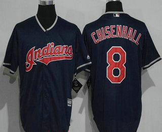 Men's Cleveland Indians #8 Lonnie Chisenhall Navy Blue Stitched MLB Cool Base Jersey