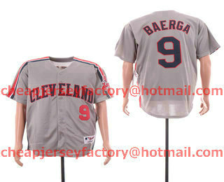 Men's Cleveland Indians #9 Carlos Baerga Grey Turn Back Stitched Baseball Jersey