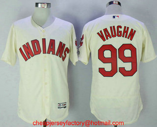 Men's Cleveland Indians #99 Rick Vaughn Cream Stitched MLB Flex Base Jersey