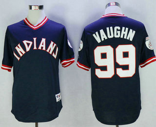 Men's Cleveland Indians #99 Rick Vaughn Retired Navy Blue Pullover 1976 Turn Back the Clock Jersey