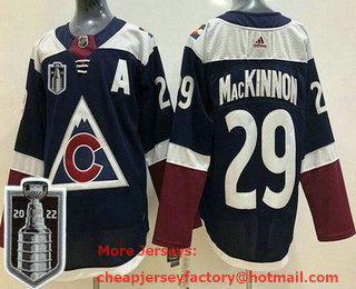 Men's Colorado Avalanche #29 Nathan MacKinnon Navy 2022 Stanley Cup Stitched Jersey