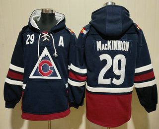 Men's Colorado Avalanche #29 Nathan MacKinnon Navy All Stitched Sweatshirt Hoodie