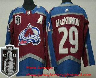 Men's Colorado Avalanche #29 Nathan MacKinnon Red 2022 Stanley Cup Stitched Jersey