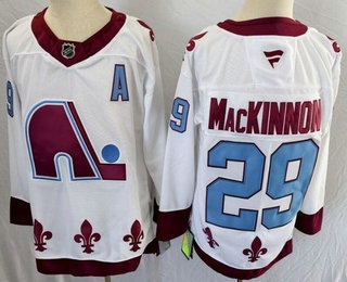 Men's Colorado Avalanche #29 Nathan MacKinnon White Alternate Authentic Jersey