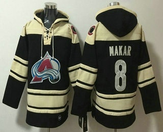 Men's Colorado Avalanche #8 Cale Makar Black All Stitched Sweatshirt Hoodie