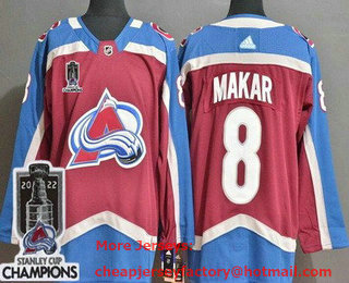 Men's Colorado Avalanche #8 Cale Makar Red 2022 Stanley Cup Champions Stitched Jersey