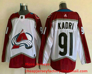 Men's Colorado Avalanche #91 Nazem Kadri White Adidas Stitched NHL Jersey