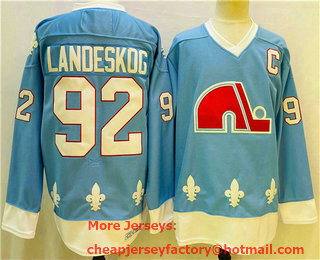 Men's Colorado Avalanche #92 Gabriel Landeskog Blue Throwback Stitched NHL CCM Jersey