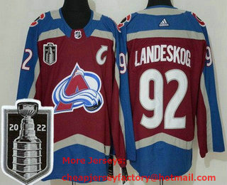 Men's Colorado Avalanche #92 Gabriel Landeskog Red 2022 Stanley Cup Stitched Jersey