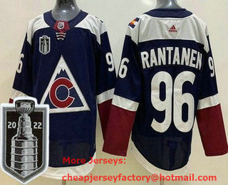 Men's Colorado Avalanche #96 Mikko Rantanen Navy 2022 Stanley Cup Stitched Jersey