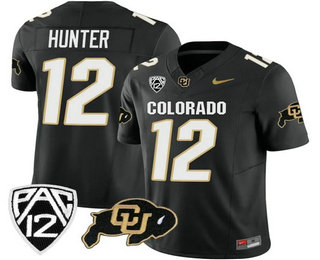 Men's Colorado Buffaloes #12 Travis Hunter Black 2023 FUSE Vapor Stitched Jersey