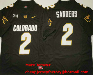 Men's Colorado Buffaloes #2 Shedeur Sanders Black Limited FUSE Team Logos College Football Jersey