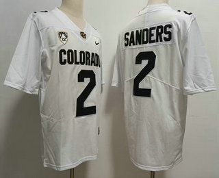 Men's Colorado Buffaloes #2 Shedeur Sanders White Black College Vapor Limited Stitched Jersey