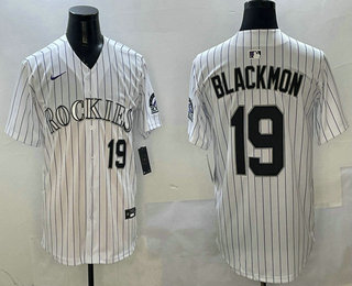 Men's Colorado Rockies #19 Charlie Blackmon Number White Stitched Cool Base Nike Jersey