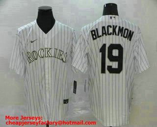 Men's Colorado Rockies #19 Charlie Blackmon White Stitched MLB Cool Base Nike Jersey