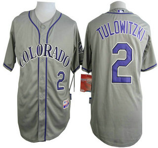 Men's Colorado Rockies #2 Troy Tulowitzki Gray Jersey