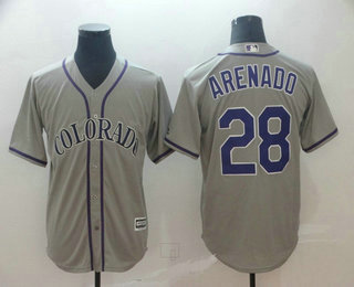 Men's Colorado Rockies #28 Nolan Arenado Grey Stitched MLB Cool Base Jersey