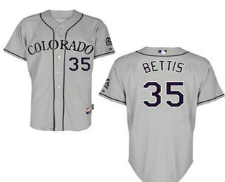 Men's Colorado Rockies #35 Chad Bettis Gray Road Stitched Baseball Jersey