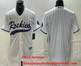 Men's Colorado Rockies Blank White With Patch Cool Base Stitched Baseball Jersey