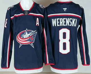 Men's Columbus Blue Jackets #8 Zach Werenski Navy Authentic Jersey