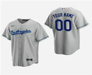 Men's Custom Los Angeles Dodgers Gray Road Replica Jersey