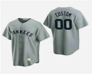 Men's Custom New York Yankees Gray Road Cooperstown Collection Nike Jersey
