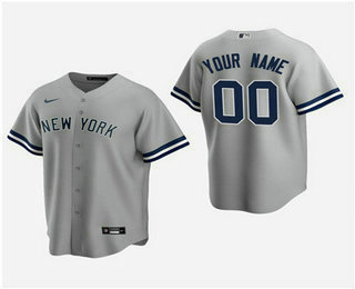 Men's Custom New York Yankees Gray Road Replica Jersey