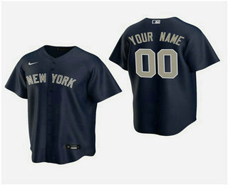 Men's Custom New York Yankees Navy Alternate Replica Jersey