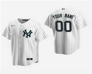 Men's Custom New York Yankees White Home Replica Jersey