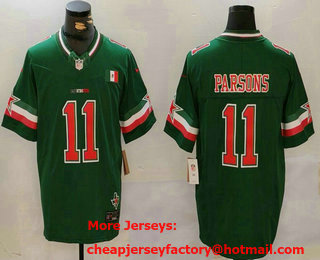 Men's Dallas Cowboys #11 Micah Parsons 2024 Mexico Green FUSE Stitched Jersey