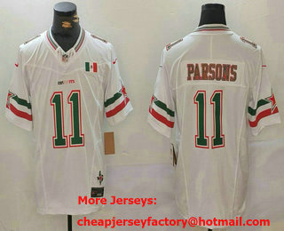 Men's Dallas Cowboys #11 Micah Parsons 2024 Mexico White FUSE Stitched Jersey