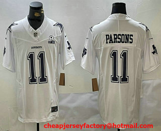 Men's Dallas Cowboys #11 Micah Parsons 2024 White FUSE With 1960 Patch Stitched Jersey