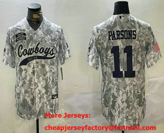 Men's Dallas Cowboys #11 Micah Parsons Arctic Camo 2024 Salute to Service Stitched Baseball Jersey
