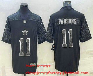 Men's Dallas Cowboys #11 Micah Parsons Black Reflective Limited Stitched Football Jersey