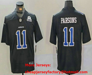 Men's Dallas Cowboys #11 Micah Parsons Black Throwback With 1960 Patch Vapor Limited Stitched Jersey