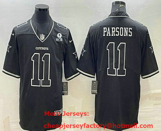 Men's Dallas Cowboys #11 Micah Parsons Black With 1960 Patch Limited Stitched Football Jersey