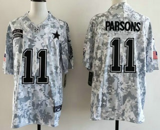 Men's Dallas Cowboys #11 Micah Parsons Limited Arctic Camo 2024 Salute to Service Jersey
