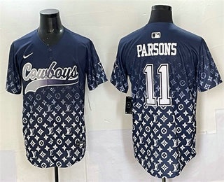 Men's Dallas Cowboys #11 Micah Parsons Navy Limited Stitched Baseball Jersey