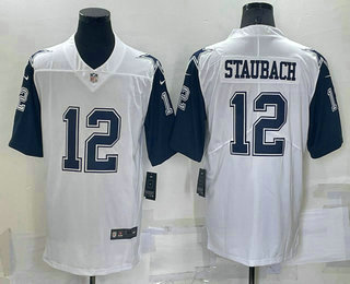 Men's Dallas Cowboys #12 Roger Staubach White 2016 Color Rush Stitched NFL Nike Limited Jersey