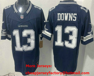 Men's Dallas Cowboys #13 Caleb Downs Limited Navy FUSE Vapor Jersey