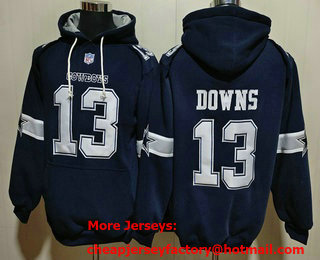 Men's Dallas Cowboys #13 Caleb Downs Navy Ageless Must Have Lace Up Pullover Hoodie