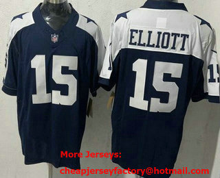 Men's Dallas Cowboys #15 Ezekiel Elliott Limited Navy Alternate FUSE Vapor Jersey