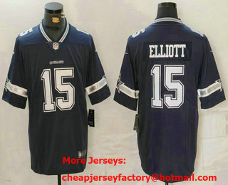 Men's Dallas Cowboys #15 Ezekiel Elliott Navy Vapor Limited Stitched Jersey