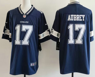Men's Dallas Cowboys #17 Brandon Aubrey Limited Blue Vapor Jersey