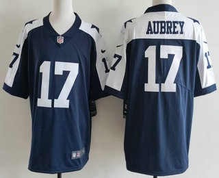 Men's Dallas Cowboys #17 Brandon Aubrey Navy Blue Thanksgiving Vapor Limited Stitched Jersey